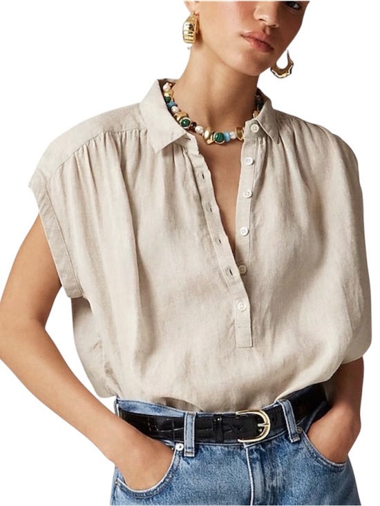 J. Crew Tops - J.Crew New Capitaine shirt top in Baird McNutt Irish linen relaxed fit Sz S